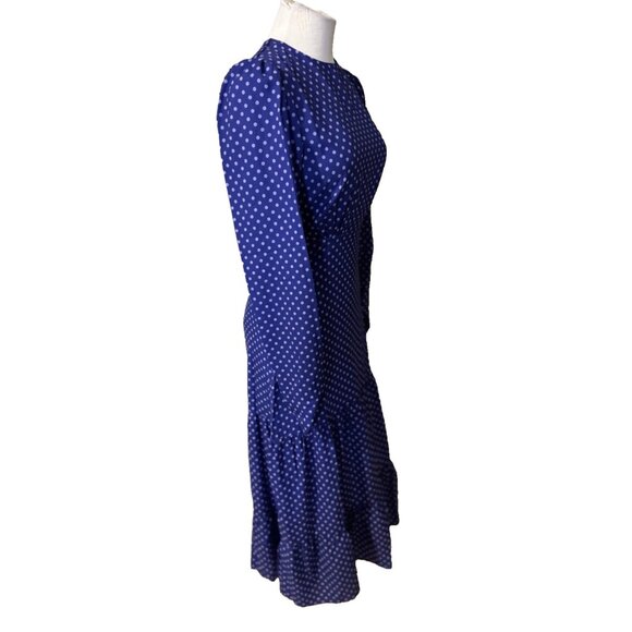 Area Stars Midi Dress XS Extra Small Blue Purple Dot Long Sleeve Tiered NEW - Picture 4 of 15